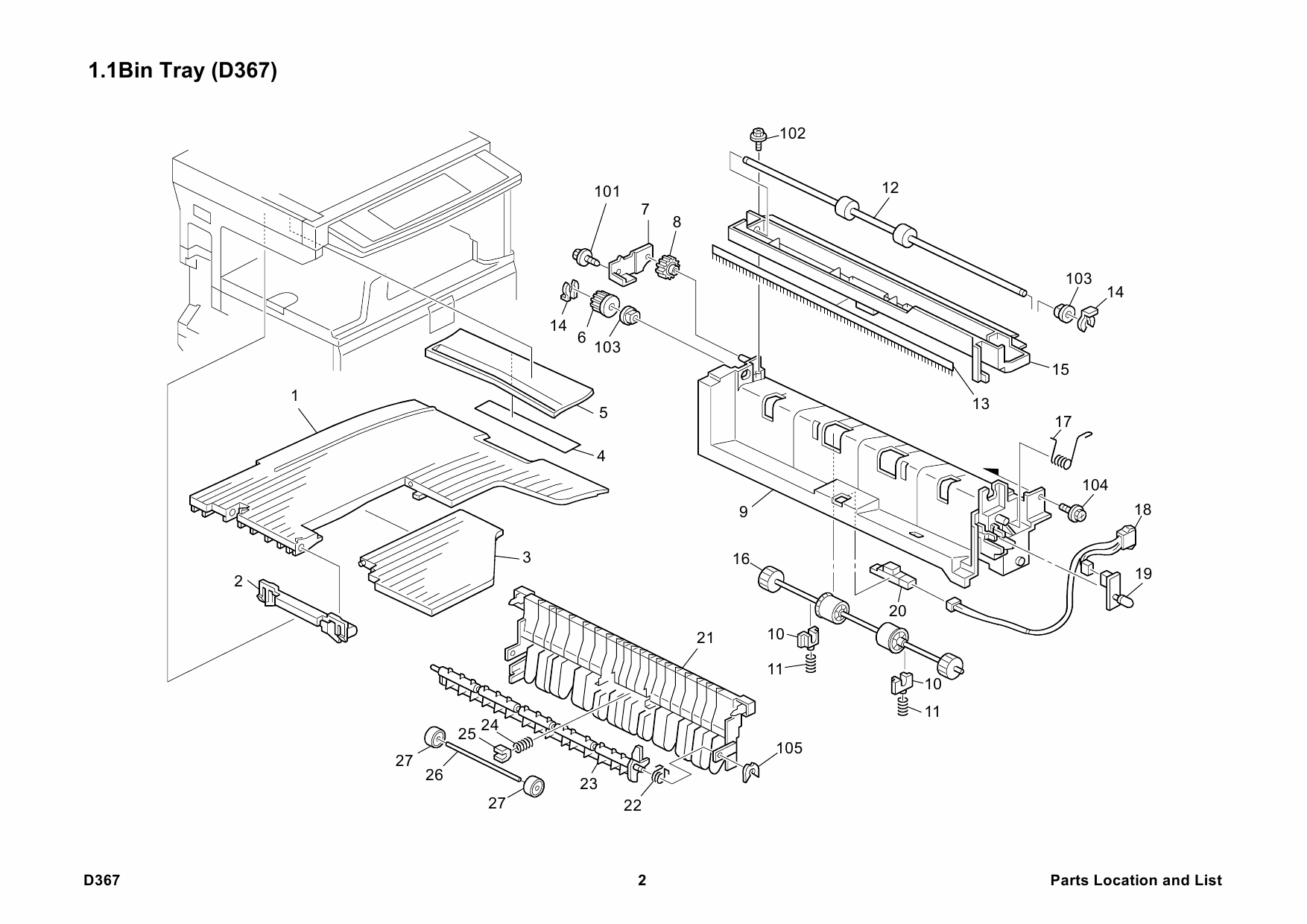 RICOH Options D367 1-BIN-TRAY-BN3030 Parts Catalog PDF download-2